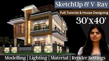 Exterior House Design with SketchUp with V-ray | Modelling | Lighting | Material | Render Settings