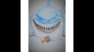 Finding Nemo Bruce Colour Pencil Drawing Finding Nemo Meet Bruce Speedpaint