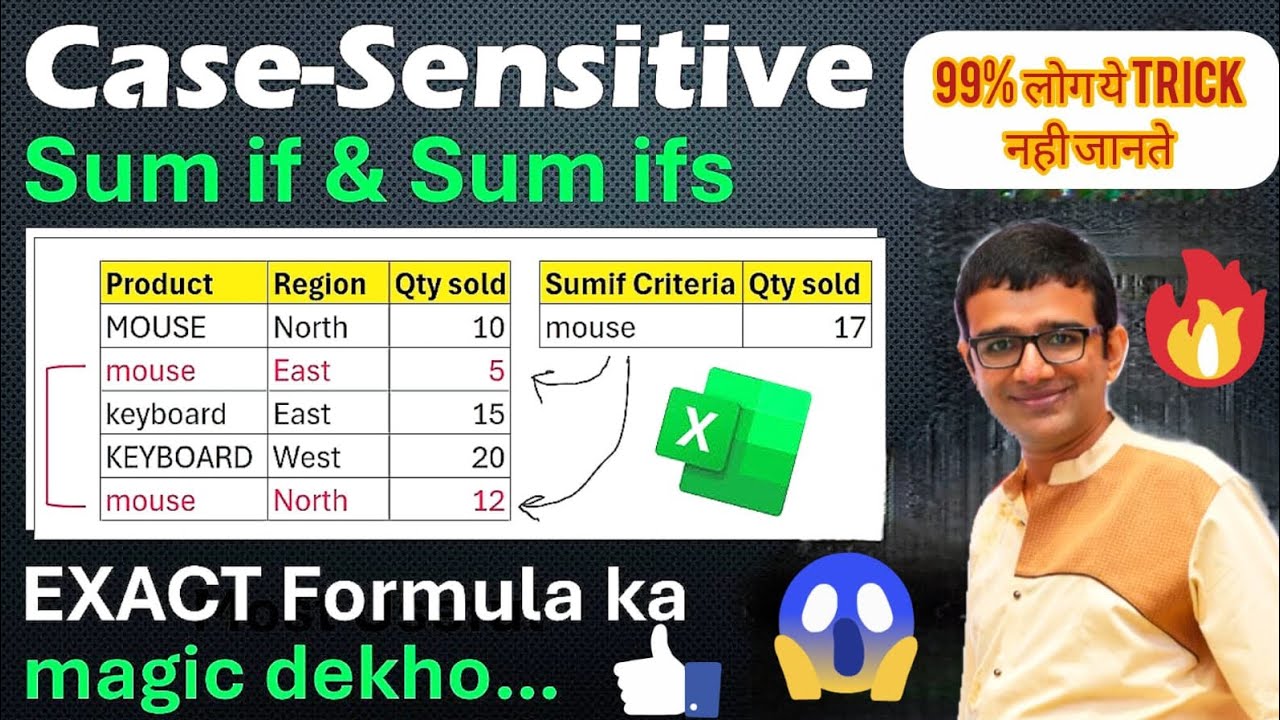 How to Use Case Sensitive Sum if in Excel (Exact Match Formula)