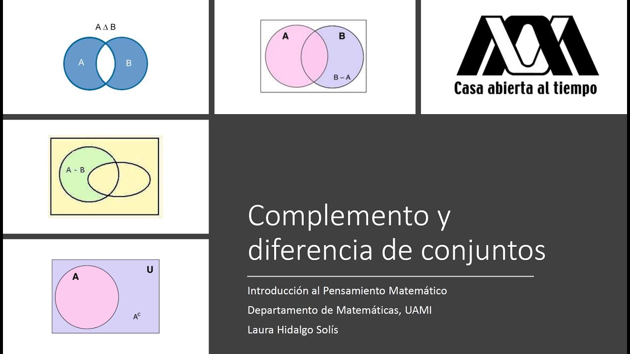 complemento y diferencia de conjuntos - YouTube