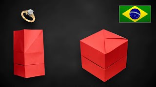 Origami: Caixinha de Presentes / Caixa de Anel - Fácil - Instruções em Português PT-BR