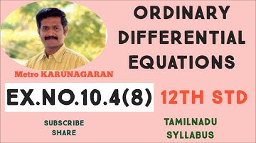 12th Std Maths Ex.10.4(8) Show that y= acosbx is a solution of DIFFERENTIAL Equation y