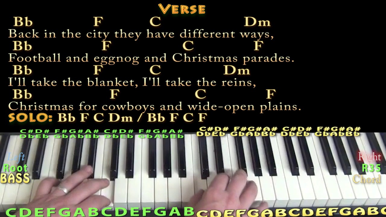 Christmas For Cowboys (John Denver) Piano Cover Lesson in F with Chords