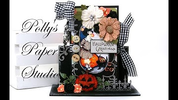 Vintage Halloween Mini Album in Mixed Media Decor Stand Polly