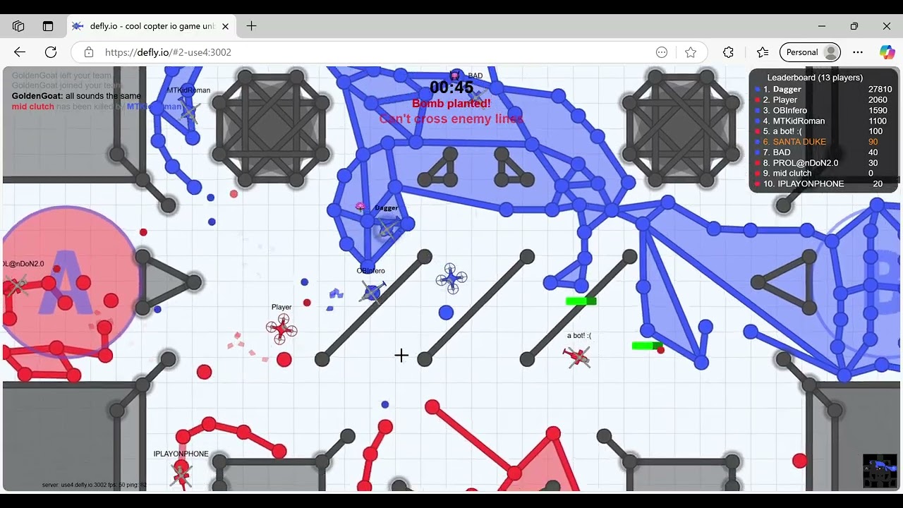 Defly.io 1v1 games and defuse.