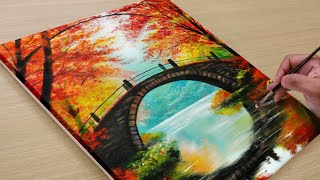 How to Draw a Beautiful Autumn Lake / Acrylic Painting for Beginners / STEP BY STEP 