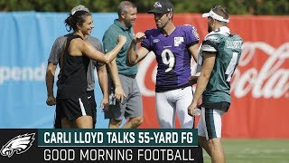Carli Lloyd Breaks Down Her 55-Yard FG at Eagles Practice | Philadelphia Eagles