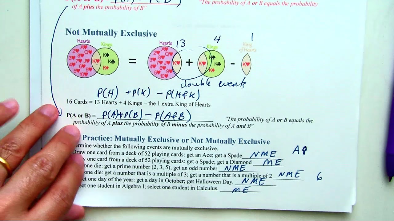 Note Mutually Exclusive Events - YouTube