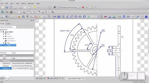 Freecad course – drawing dimensioning, example: gear wheel