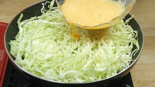 Cabbage with eggs tastes better than meat! Easy, quick and delicious lunch recipe!