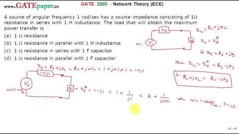 GATE 2003 ECE Maximum Power Transfer Theorem for AC circuits