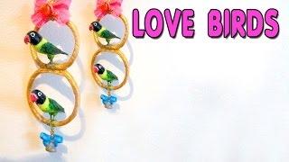 Valentines Day Love Birds Mirrored Love Bird Pair Polymer Clay