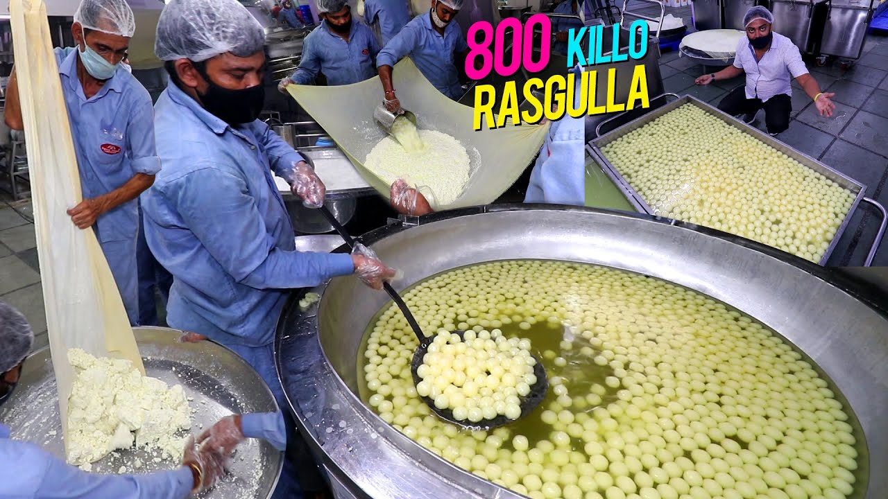800KG Huge Rasgulla Making At Mega Factory Chandigarh Sweets | Food Fatafat