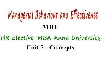 Managerial Behaviour and Effectiveness, HR-Elective course - Unit - 5