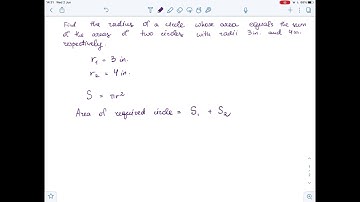Find the radius of a circle whose area equals the sum of the areas of two circles ... | Plainmath