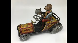1920s Distler Monkey Car Vintage Tin Wind up Toy Germany