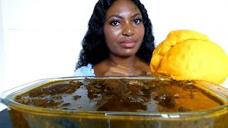 Asmr mukbang carrot fufu with banga atama soup