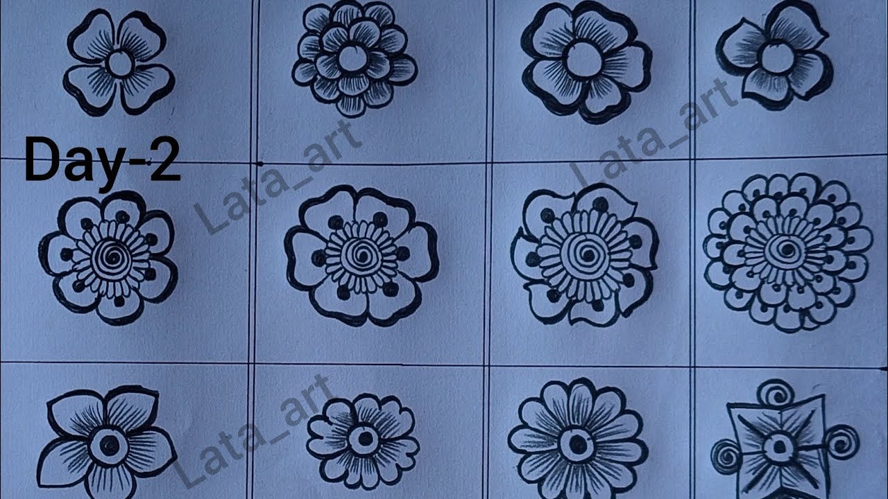 Basic mehndi flower design / Mehndi designs with pencil / Mehndi designs day- 3 