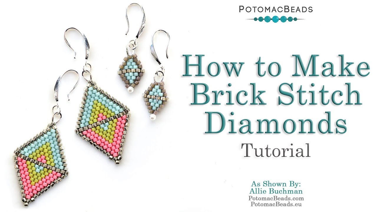 How to Make Brick Stitch Diamonds - DIY Jewelry Making Tutorial by  PotomacBeads