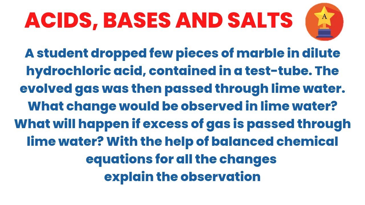 A student dropped few pieces of marble in dilute hydrochloric acid, contained in a test tube
