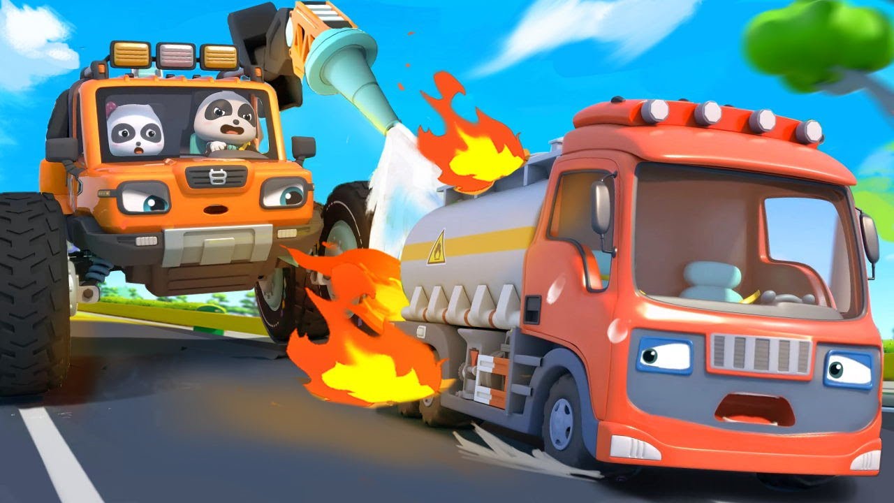 Fire Truck Rescue Team Monster Truck Car Cartoon Kids Song