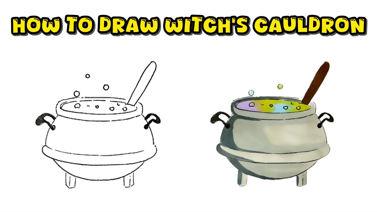 Tutorial on How to Draw Witch’s Cauldron – Halloween Stuff Drawing Masterclass
