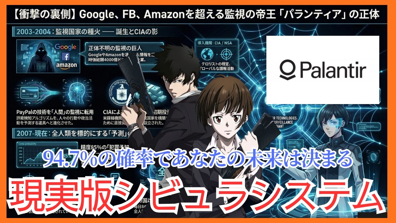 【現代版シビュラシステム】AIが「未来の犯罪者」を予言する。パランティアという巨人が創る完璧なディストピア ft. Psycho-Pass