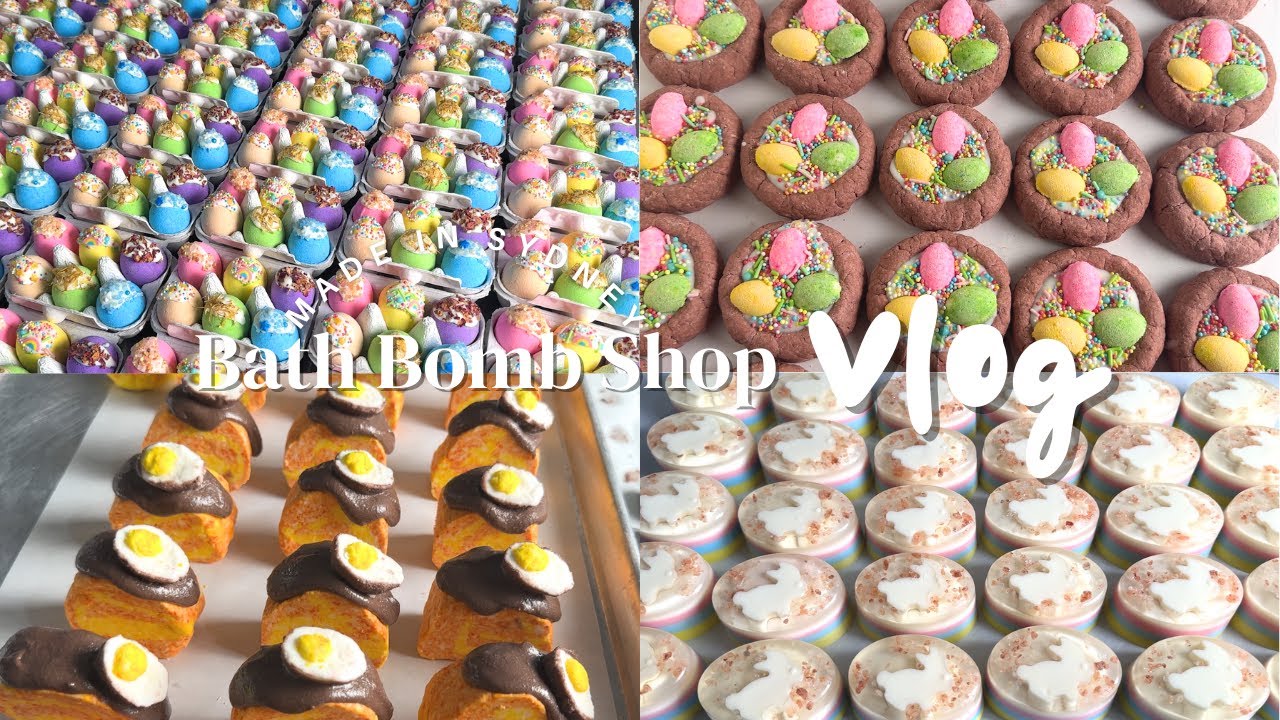 Bath Bomb Shop Vlog Making Cute Easter Bath Bombs, Soaps and Shower Steamers 🐣🐰