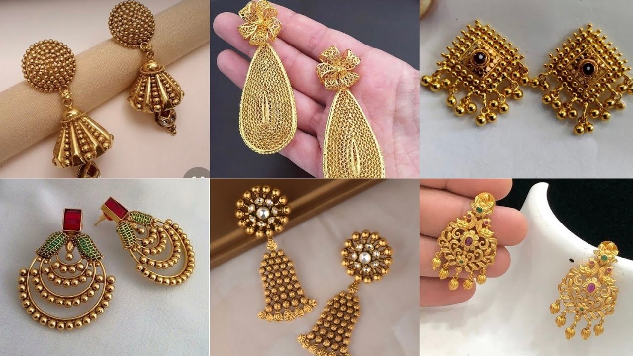 Latest Gold Earring Designs 2022 l Light Weight Gold Earring Designs ...