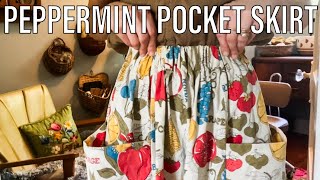 The Peppermint Pocket Skirt sewn with vintage linen fabric from my stash! [FREE SEWING PATTERN]