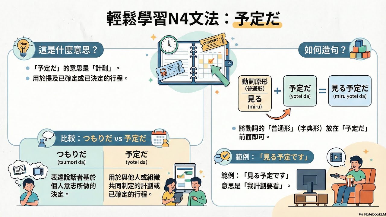 N4日語語法：予定だ的計畫表達法