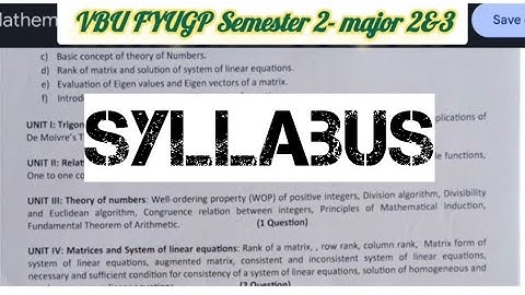 vbu fyugp semester 2 major paper 2 and 3 syllabus|@jharkhandmathsacademy