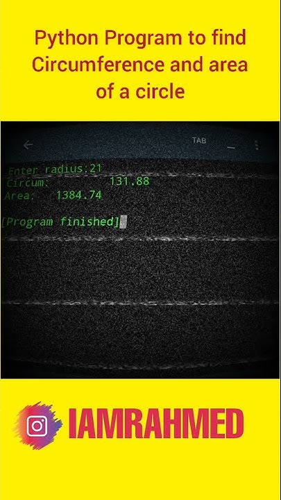 Program to find area and circumference of a circle #Python #coding # ...