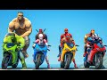 Hulk, SpiderMan, IronMan w/ an Impossible Challenge by Motorcycle Competition #136