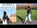 EASY DOPE BUBBLE PONYTAIL ON SHORT NATURAL HAIR| How to style natural hair |  COLLAB NaturallyJermin