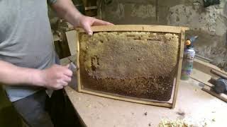 Дезинфекция пчелиных рамок.