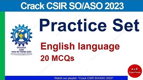 CSIR SO ASO 2023 | Practice Set | English | 20 MCQs