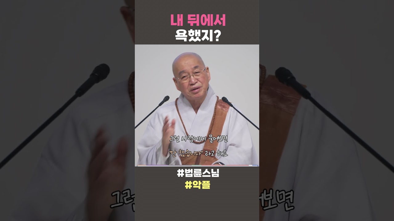 내 뒤에서 욕했지 #법륜스님 #법륜스님쇼츠 #법륜쇼츠 #즉문즉설 #정토불교대학 #악플