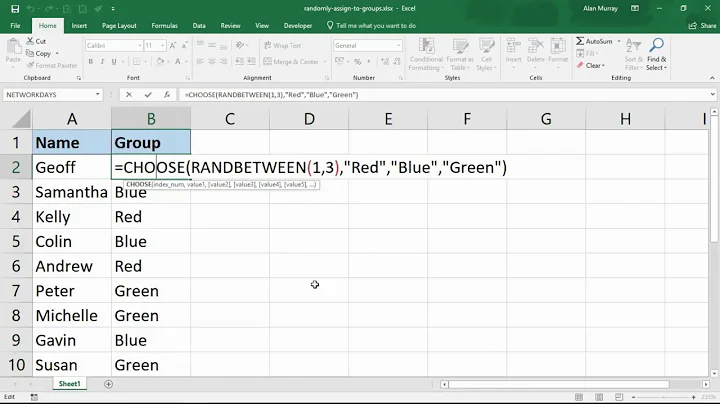 Randomly Assign Names to Groups - Excel Formula