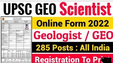 UPSC Geo Scientist Online Form 2022 Kaise Bhare | UPSC Geoscientist 2023 Application Form Apply