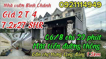 Nhà vườn Bình Chánh mặt tiền đường thông gần chợ Hưng Long 1.5km đường Đinh Đức Thiện về chợ BC 3km