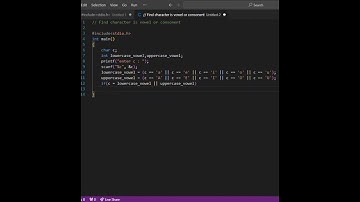 Find character is vowel or consonant in C @CProgrammingTech