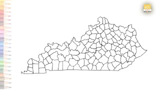 Kentucky outline map with regions | How to draw Kentucky map step by step | Map drawing |easy videos