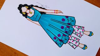 رسم أزياء هندية جميلة سهلة جدا بالخطوات | رسم ازياء | رسم سهل