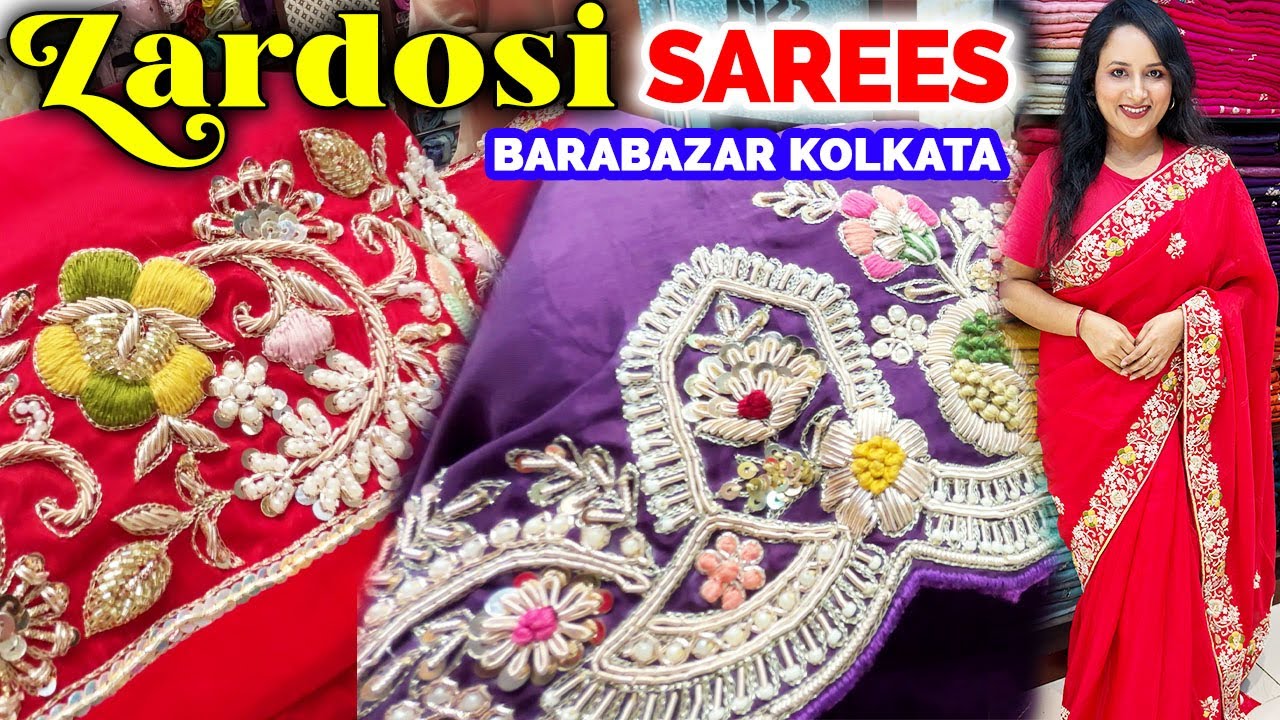 Zardosi Embroidered Saree Shopping At Kolkata Barabazar Market | Pure Handwork Saree Manufacturer