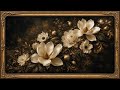 Black Satin Peony Elegance Floral Frame | 1 Hour 4K OLED TV Art | No Sound