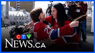 Quebec Premier and Montreal Mayor meet in matching Habs sweaters