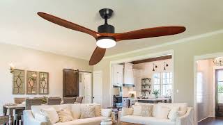 WS-FPZ31-12B | 60 inch Low Profile Wood Ceiling Fan with Remote | Introduction, product highlights