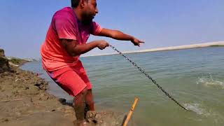 Really Incredible Fishing Method In River Underwater Big Monster Fish Catching with Chain#fishing