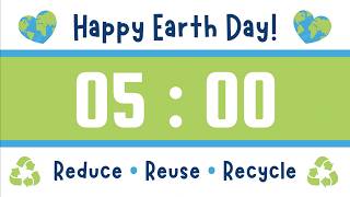 5 Minute Timer | With Chill Acoustic Music & Alarm Bell | Earth Day Reduce Reuse Recycle 🌎 ♻️